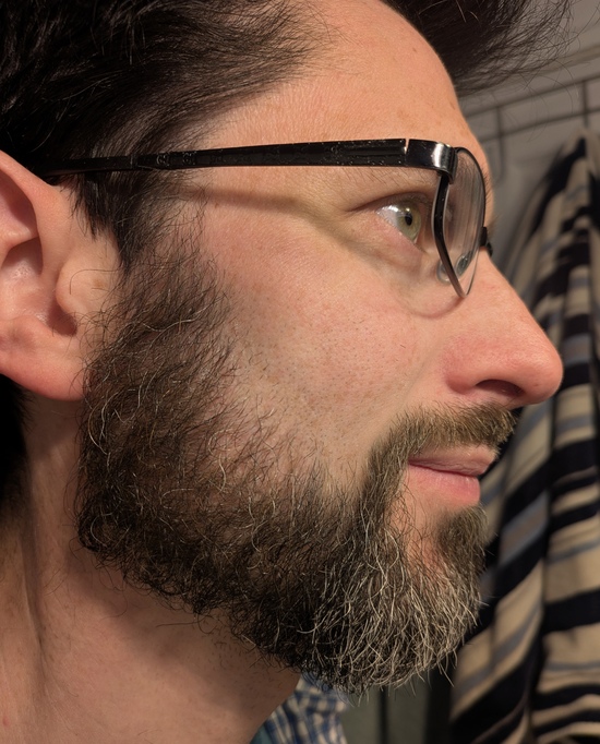 me, with my beard quite long,
shown from the side